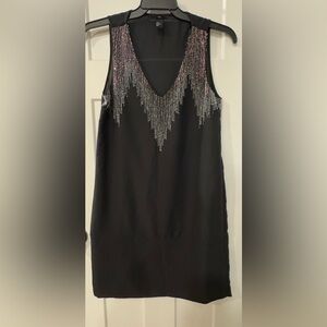 NWT H&M Black Sleeveless Sequin V Neck Dress size 10 E1.2